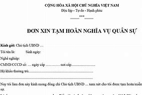 Đơn Xin Tạm Hoãn Nghĩa Vụ Quân Sự